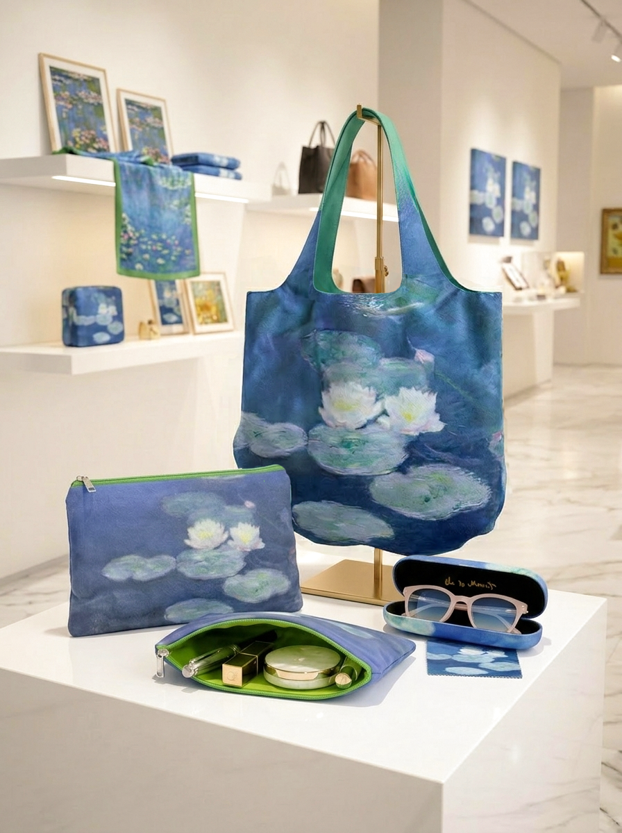 Travel Gift Set Water Lilies by Evening Light Claude Monet – displayed in museum shop | ArtyGifts
