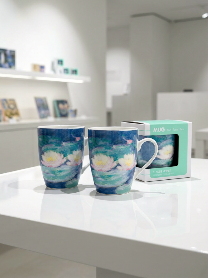 Monet Water Lilies in the Evening Light porcelain mug set with gift box – ArtyGifts museum shop