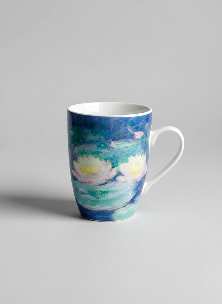Monet Water Lilies Evening Light porcelain mug close-up – art gift, ArtyGifts museum shop