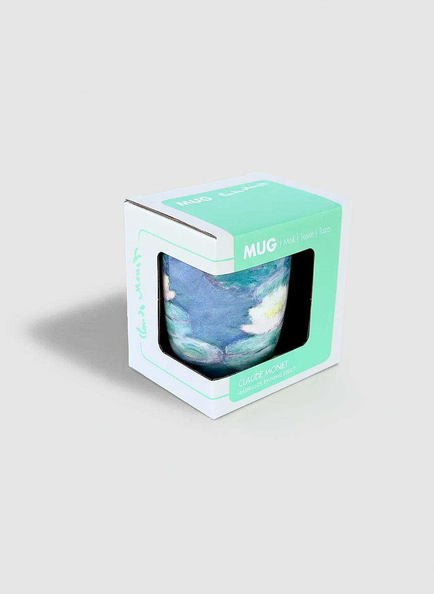 Monet Water Lilies Evening Light mug gift box – eco-friendly packaging, ArtyGifts