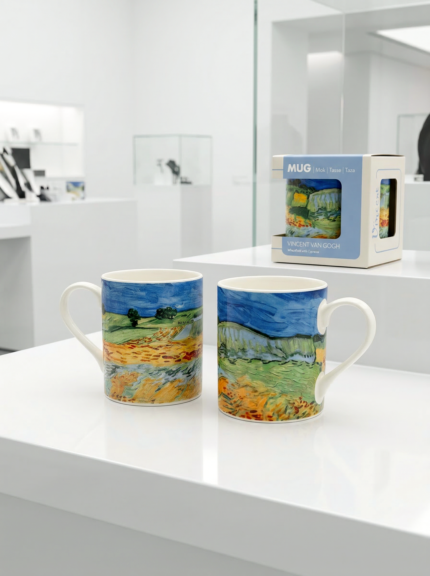Van Gogh Wheat Field with Poppies porcelain mug set – Van Gogh Museum Amsterdam, ArtyGifts