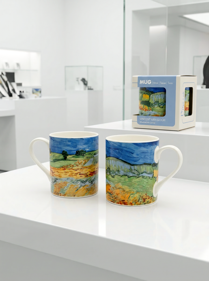 Van Gogh Wheat Field with Poppies porcelain mug set – Van Gogh Museum Amsterdam, ArtyGifts