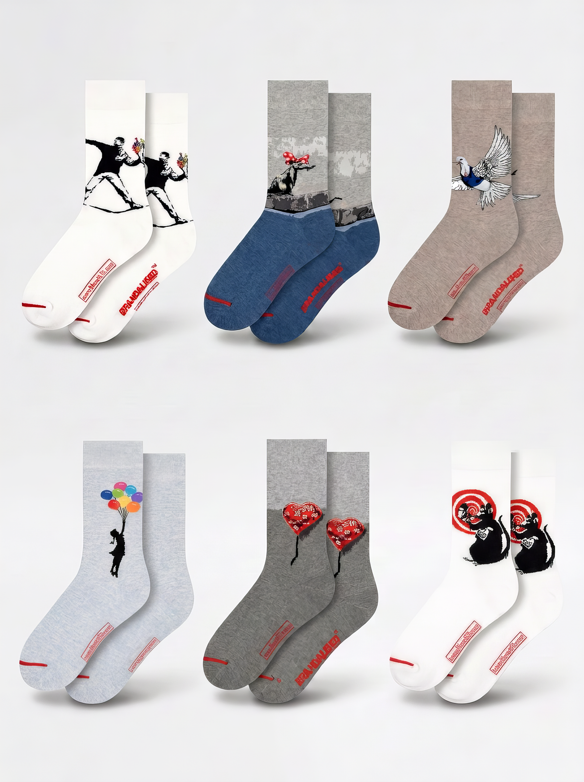 Art Socks for Big Feet – 6-Pack XL Banksy-Inspired Gift Set | The Street Art Edit