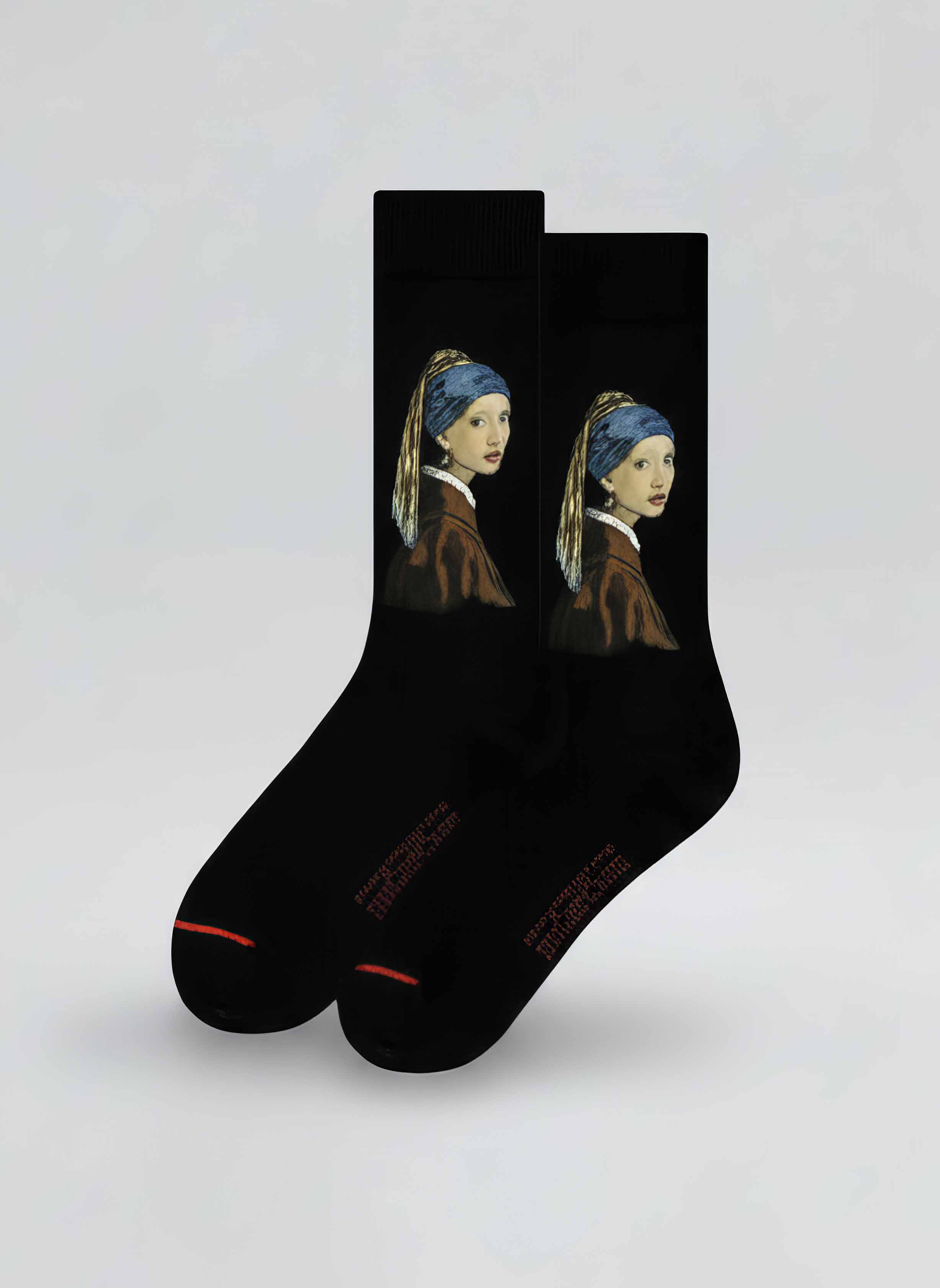 MuseARTa Vermeer Girl with the Pearl Earring art socks clean product shot on white background — unisex museum gift ArtyGifts