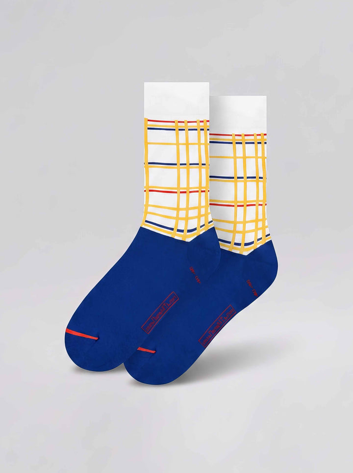 MuseARTa Mondrian New York City unisex art socks clean product shot on white background — De Stijl museum gift ArtyGifts
