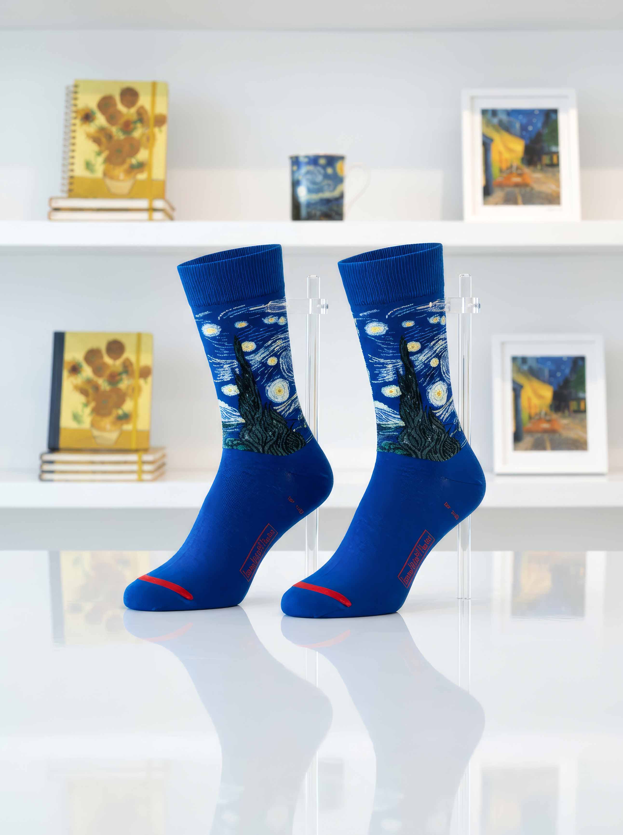 MuseARTa Van Gogh Starry Night unisex art socks clean product shot on white background — museum gift ArtyGifts
